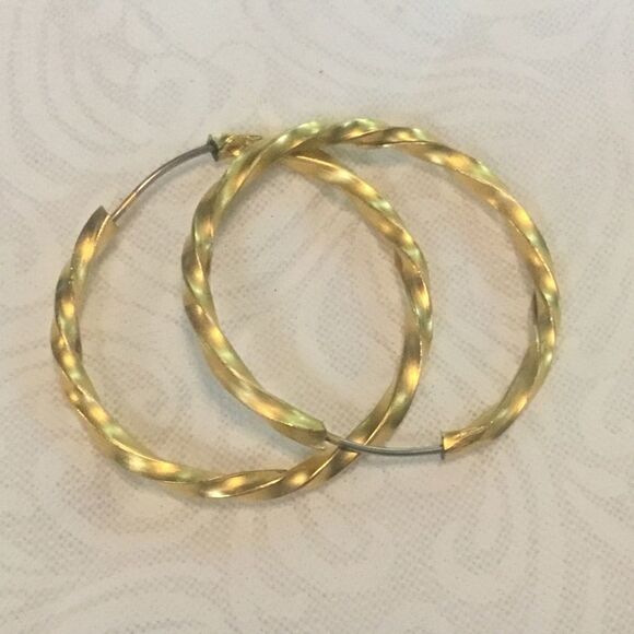 Gold Plated Twisted Rope Hoop Earrings - Picture 1 of 5